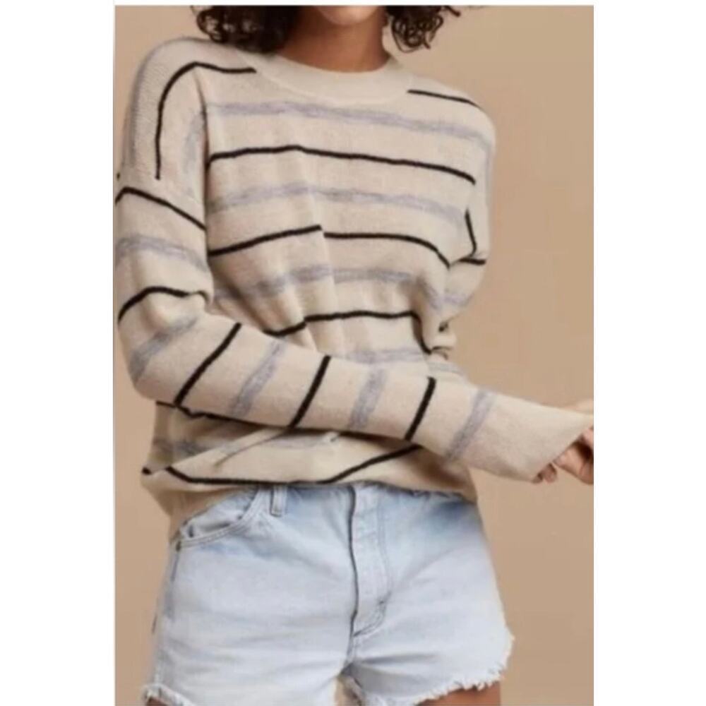 Aritzia Wilfred Free Lightweight Sheer Beige, Black, Gray Sweater Size S